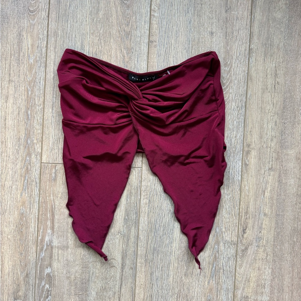 Burgundy Ruched Crop Top